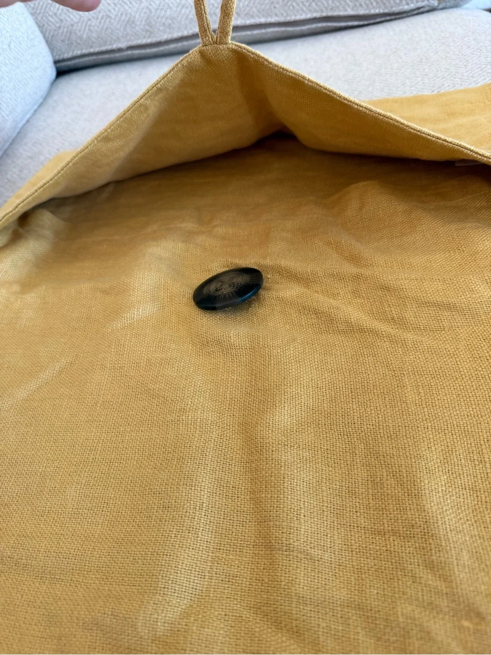 Pottery Barn Linen Pillow Cover with Large Natural brown button closure